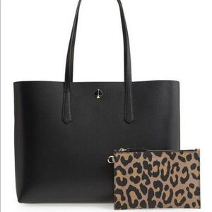 Black leather Kate Spade tote with Leopard interior.
